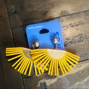 Brass and yellow leather earrings - New!